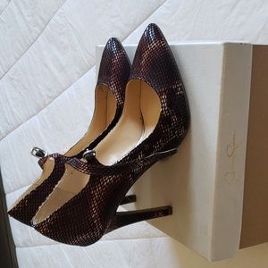 Jessica Simpson Verran Strap Pumps in Boysenberry, Black & White Color Mix